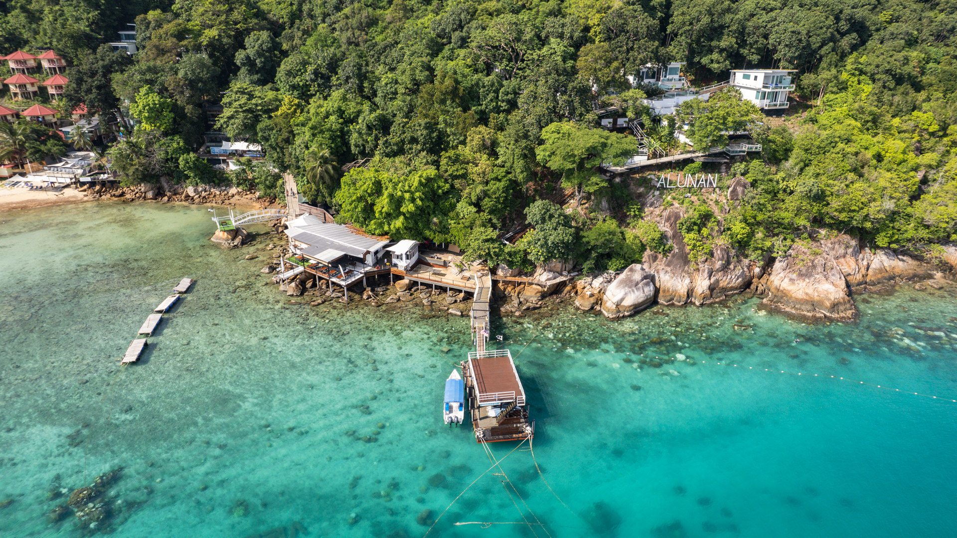 Drone view of Alunan Resort at Perhentian Kecil | Marine Parks of Malaysia